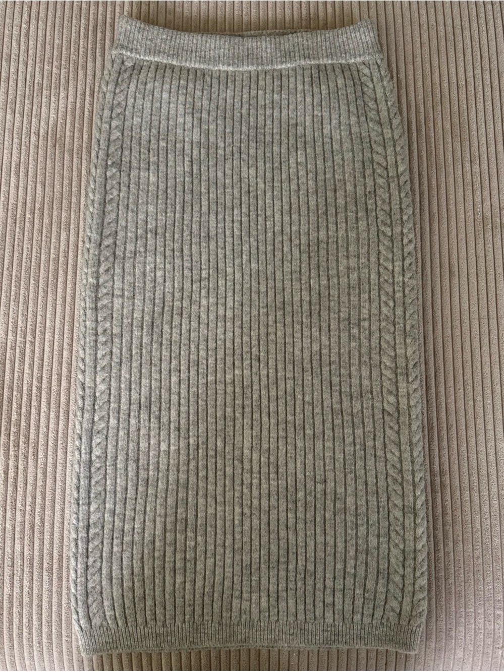 Express Heather Gray Ribbed Cable-Trim Pencil Skirt